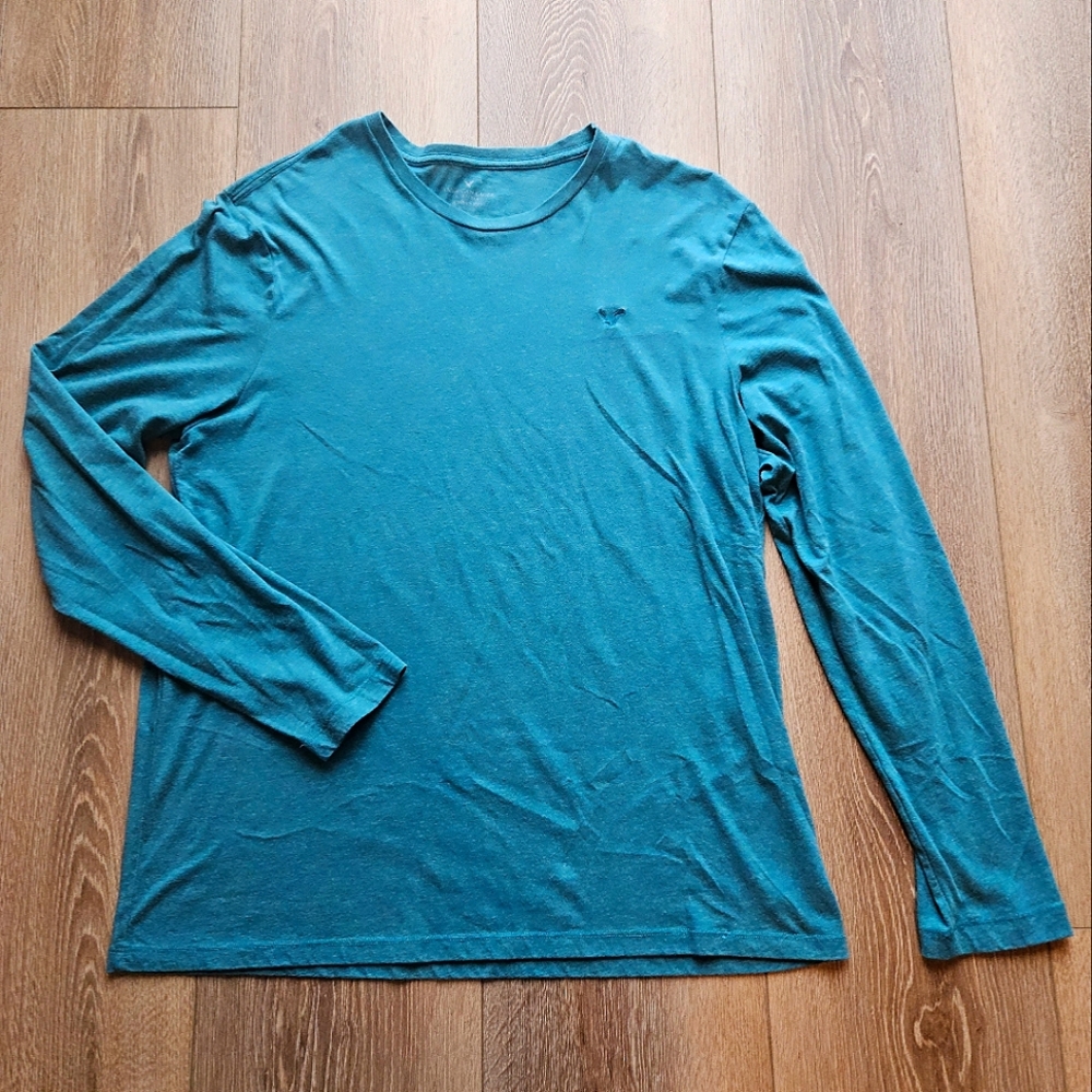 American Eagle Teal Long Sleeve Crew Neck Seriously Soft Tee Shirt | Size XL
